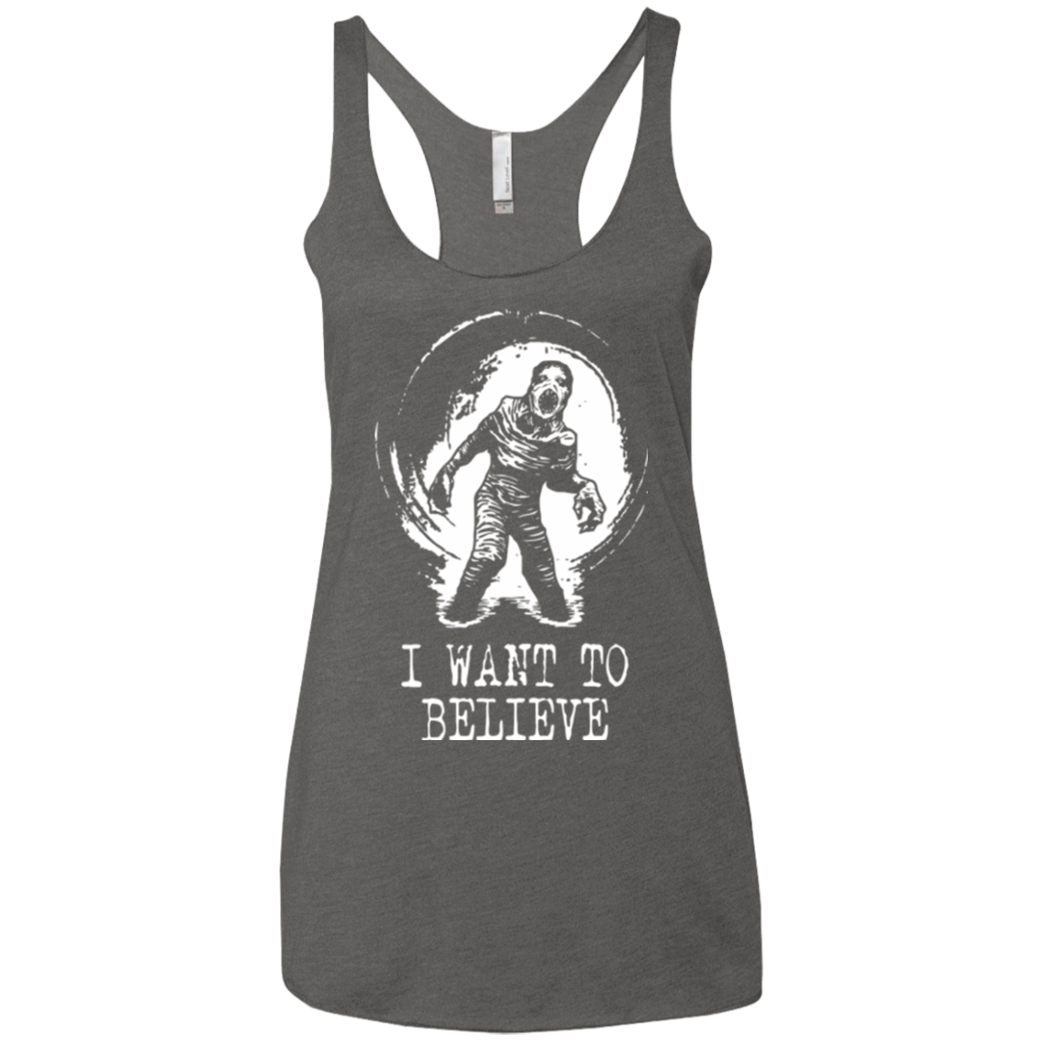 T-Shirts Premium Heather / X-Small Believe in Flukeman Women's Triblend Racerback Tank