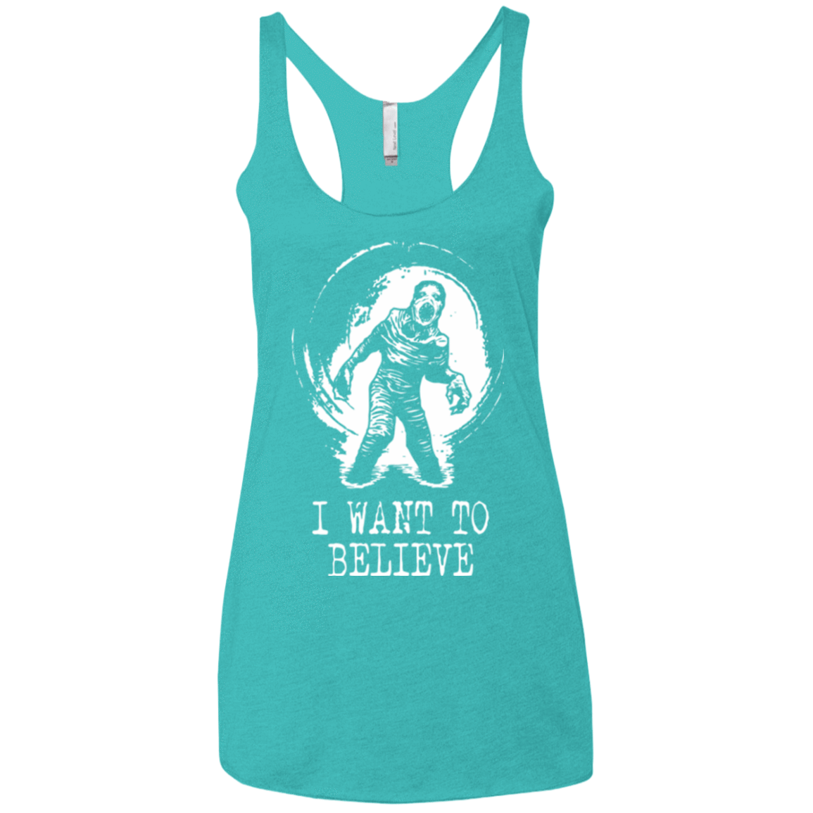 T-Shirts Tahiti Blue / X-Small Believe in Flukeman Women's Triblend Racerback Tank