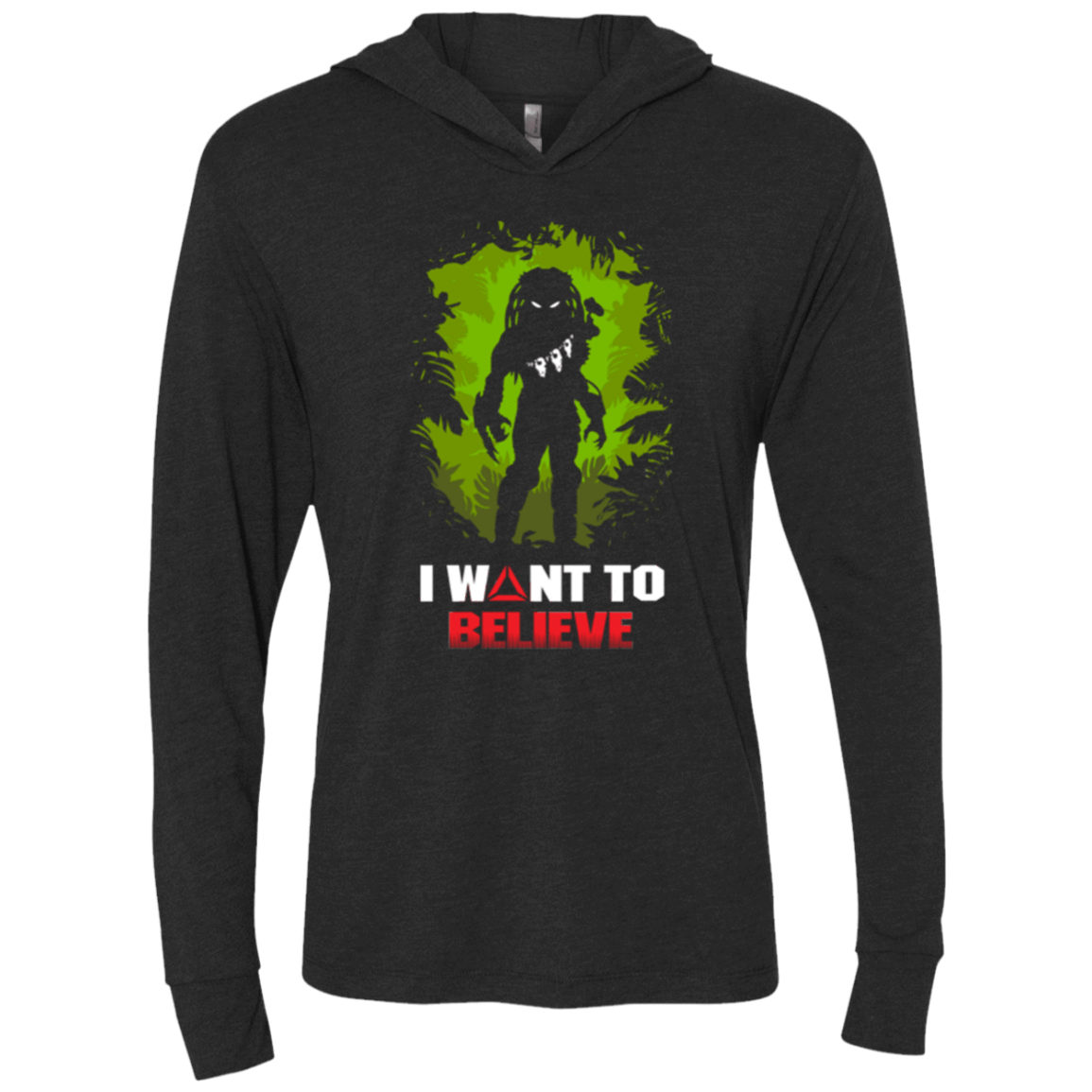 T-Shirts Vintage Black / X-Small Believe in Yautja Triblend Long Sleeve Hoodie Tee