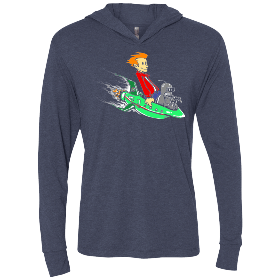 T-Shirts Vintage Navy / X-Small Bender and Fry Triblend Long Sleeve Hoodie Tee