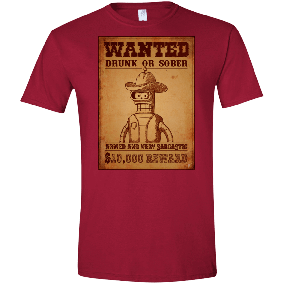 T-Shirts Cardinal Red / S Bender Wanted Men's Semi-Fitted Softstyle