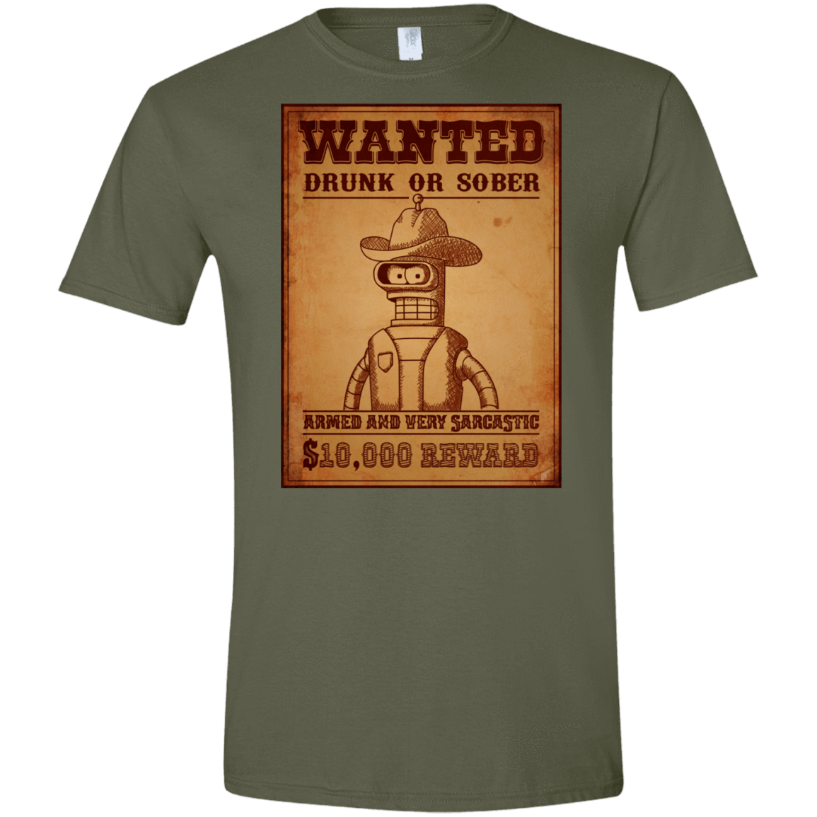 T-Shirts Military Green / S Bender Wanted Men's Semi-Fitted Softstyle