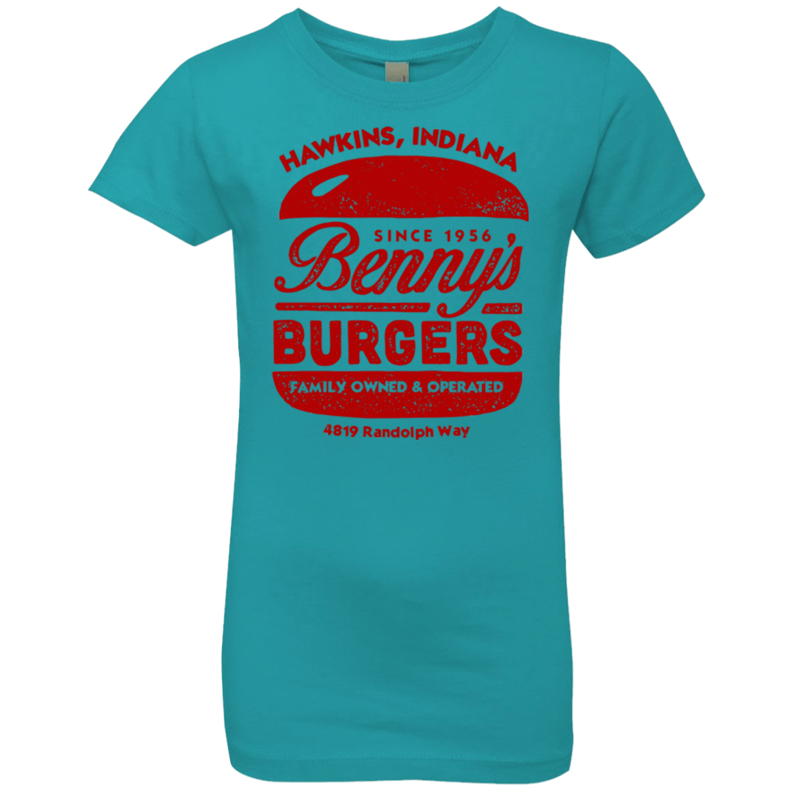 T-Shirts Tahiti Blue / YXS Benny's Burgers Girls Premium T-Shirt