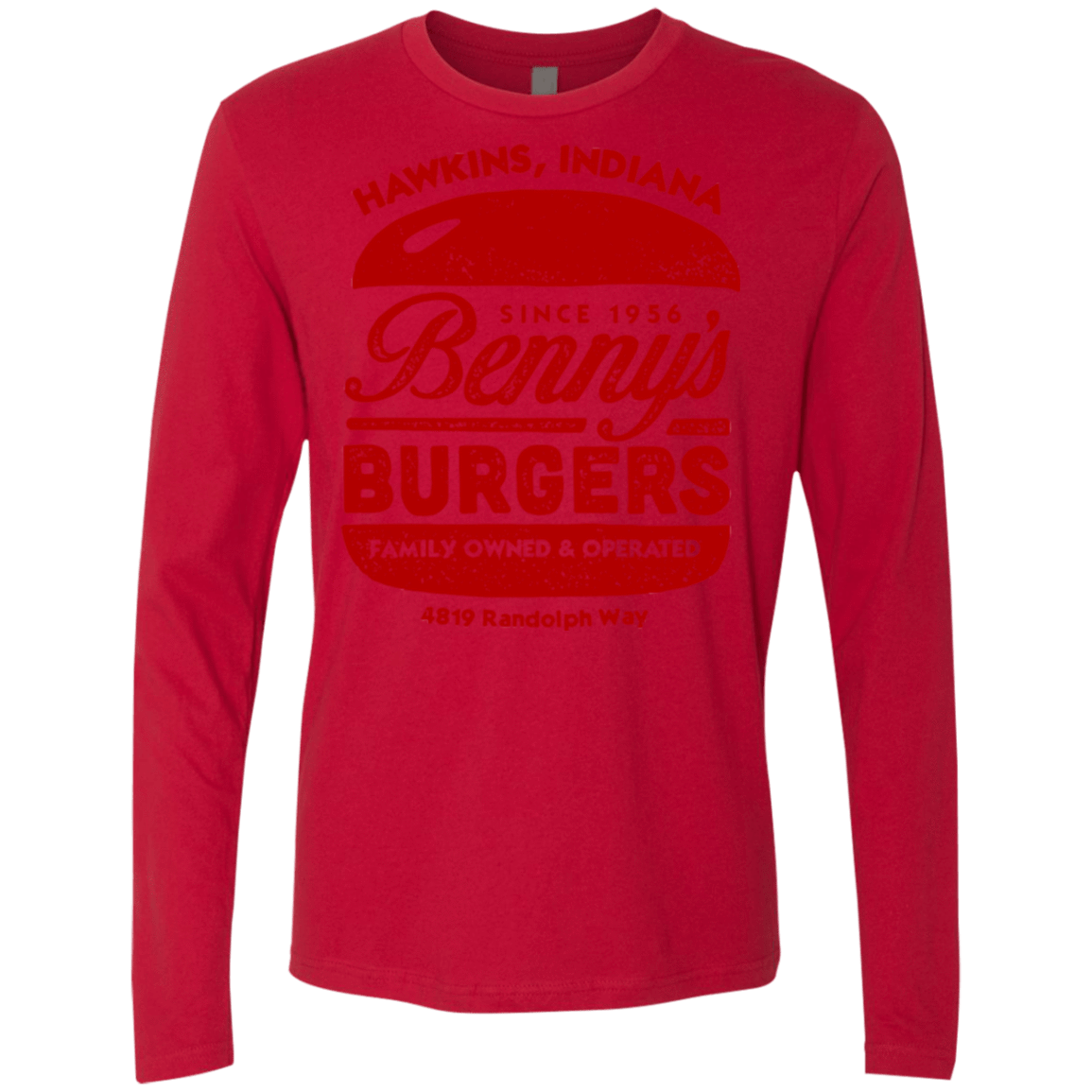 T-Shirts Red / Small Benny's Burgers Men's Premium Long Sleeve