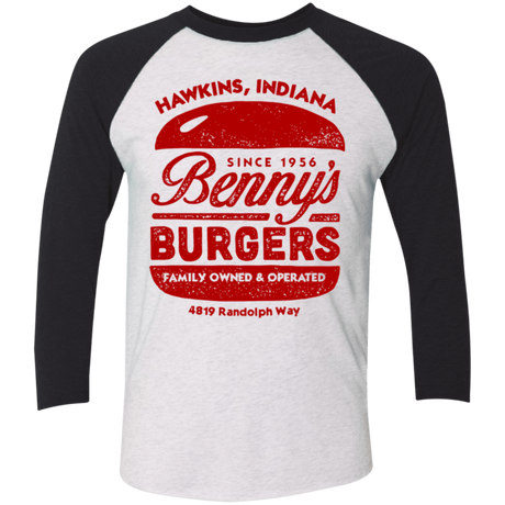 T-Shirts Heather White/Vintage Black / X-Small Benny's Burgers Triblend 3/4 Sleeve