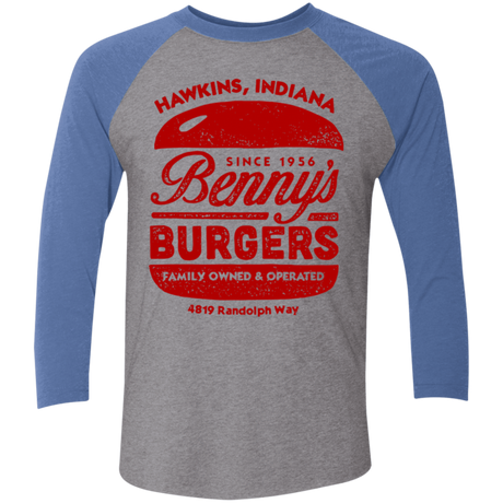 T-Shirts Premium Heather/ Vintage Royal / X-Small Benny's Burgers Triblend 3/4 Sleeve