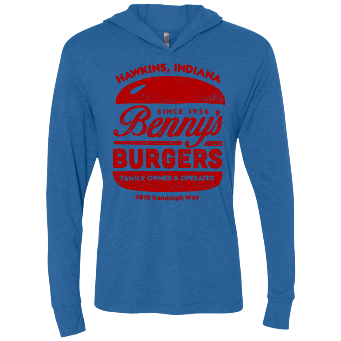 T-Shirts Vintage Royal / X-Small Benny's Burgers Triblend Long Sleeve Hoodie Tee