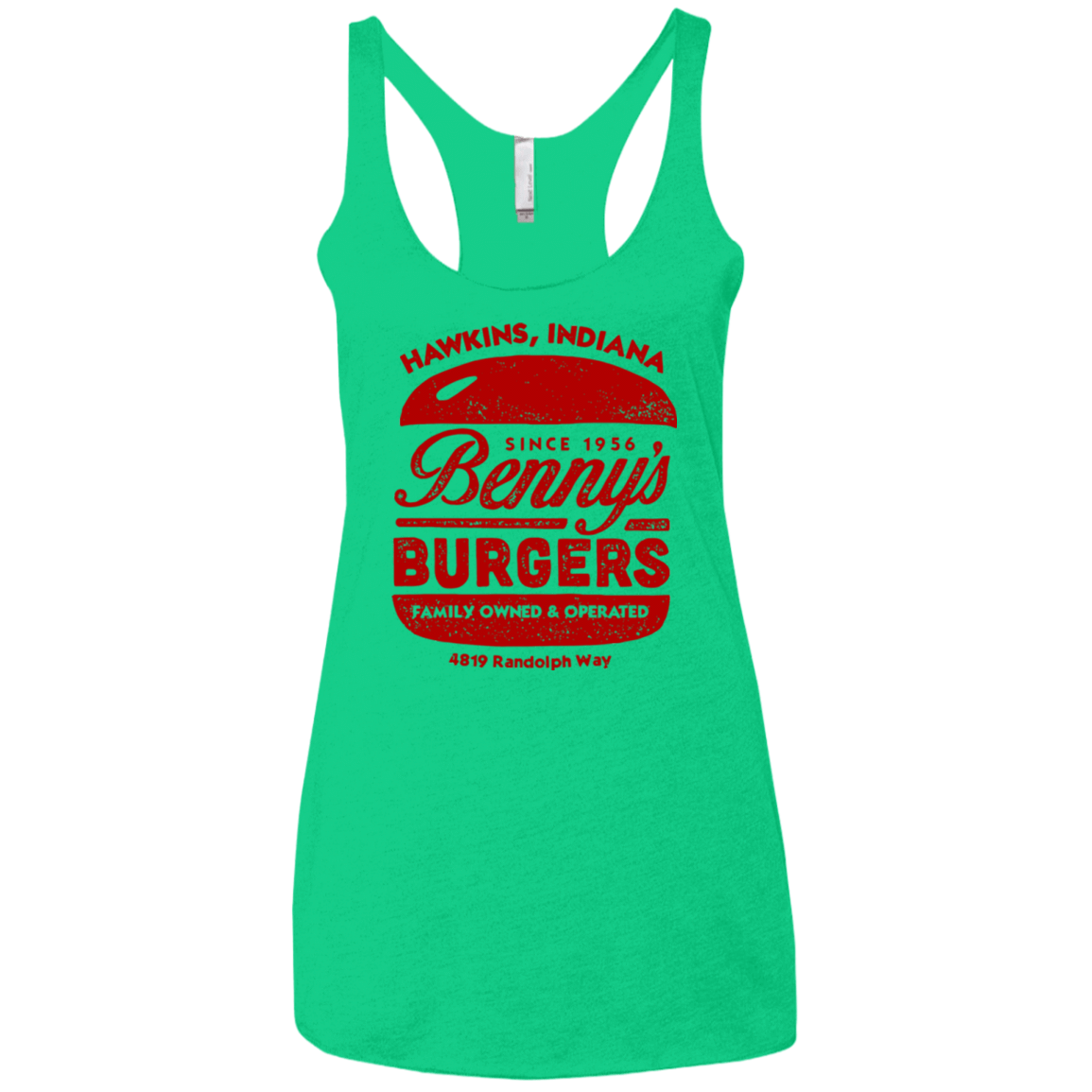 T-Shirts Envy / X-Small Benny's Burgers Women's Triblend Racerback Tank
