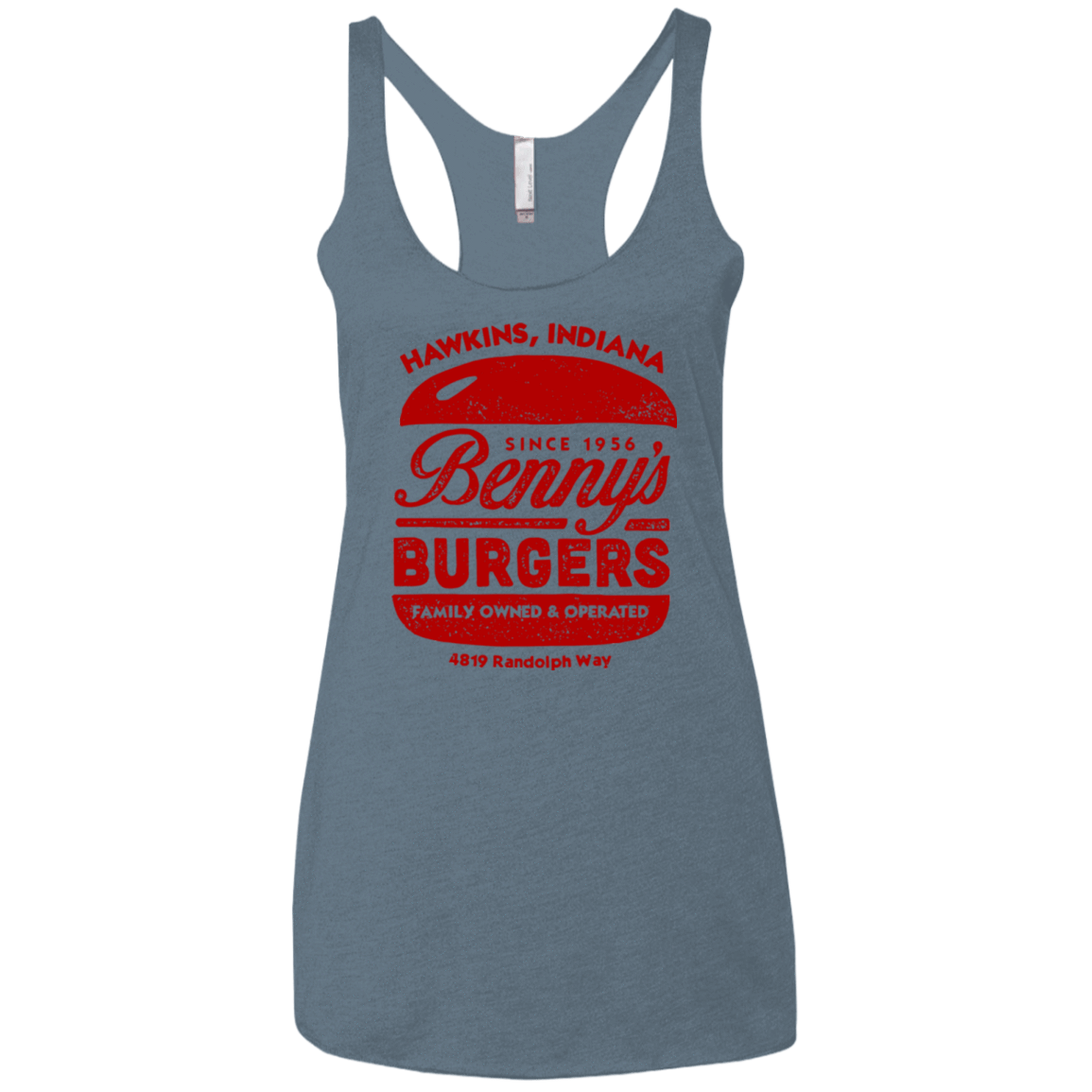 T-Shirts Indigo / X-Small Benny's Burgers Women's Triblend Racerback Tank