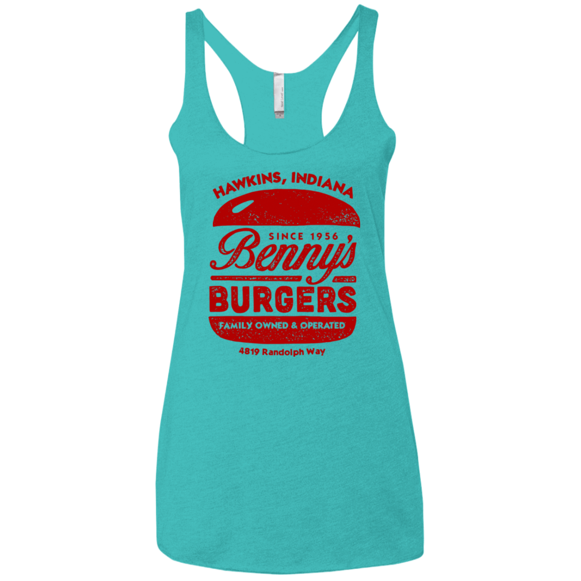 T-Shirts Tahiti Blue / X-Small Benny's Burgers Women's Triblend Racerback Tank