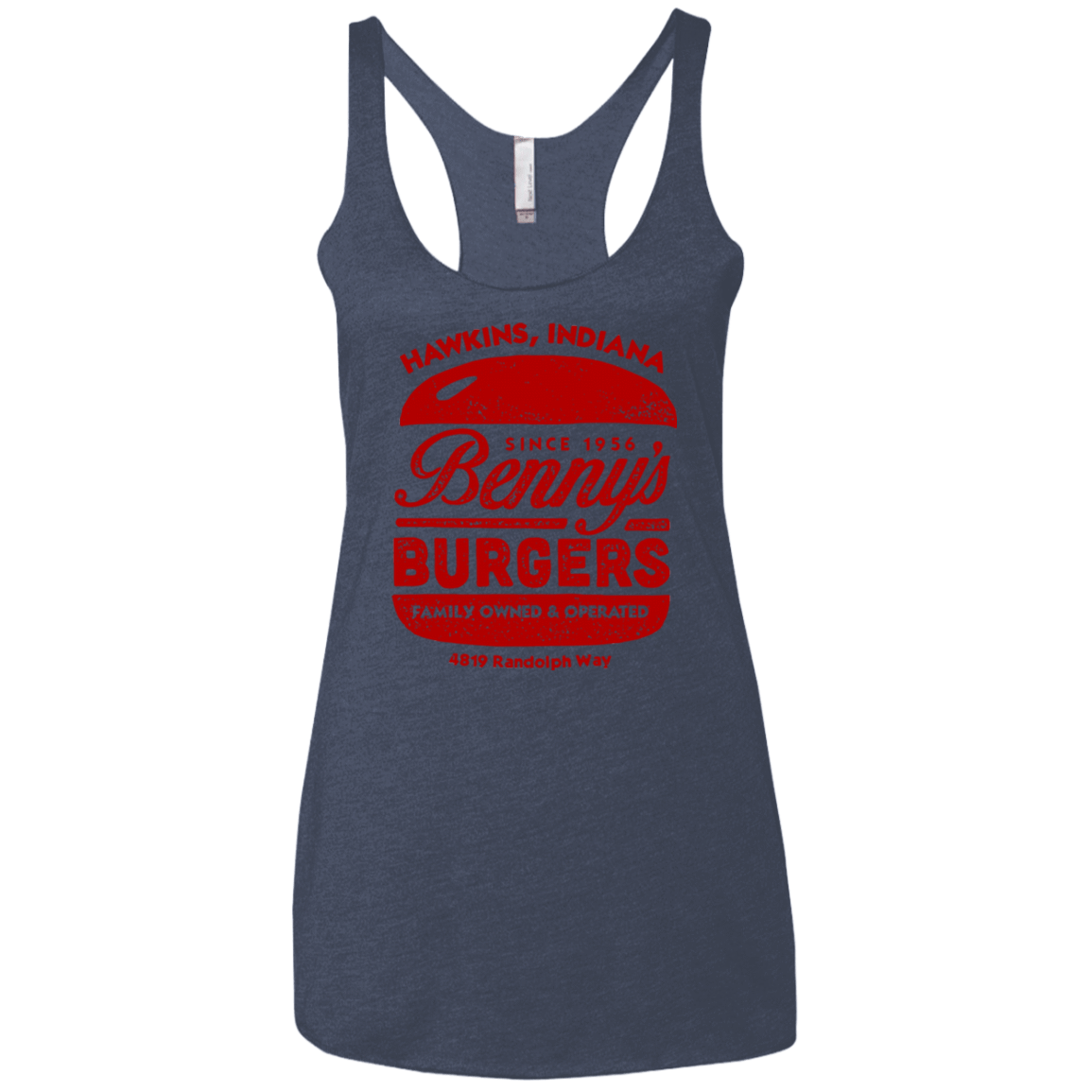 T-Shirts Vintage Navy / X-Small Benny's Burgers Women's Triblend Racerback Tank