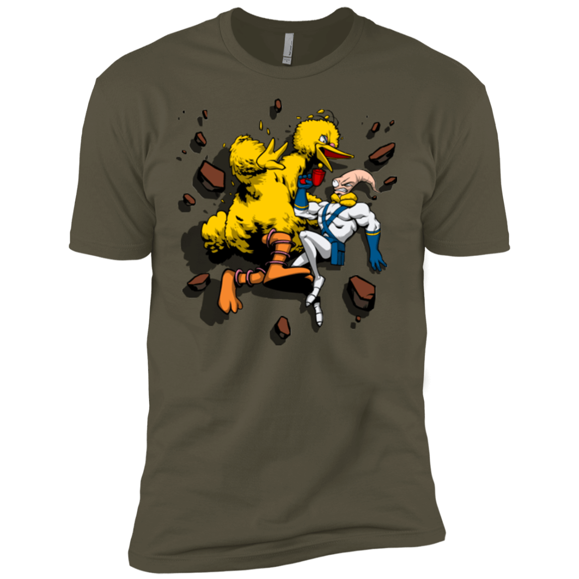 T-Shirts Military Green / X-Small Big Bird and Worm Men's Premium T-Shirt