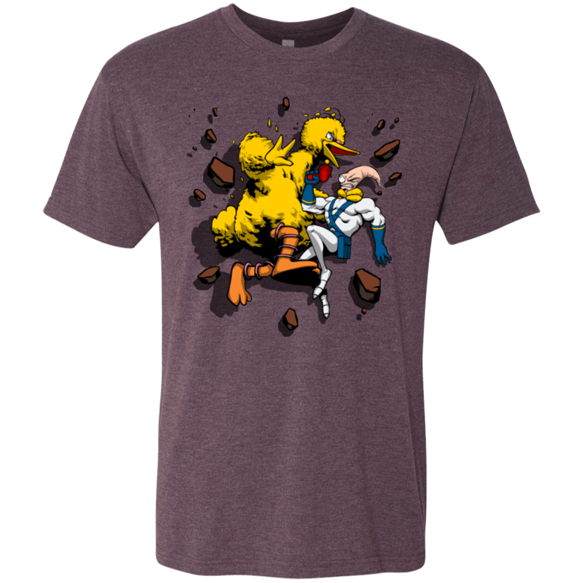 T-Shirts Vintage Purple / Small Big Bird and Worm Men's Triblend T-Shirt