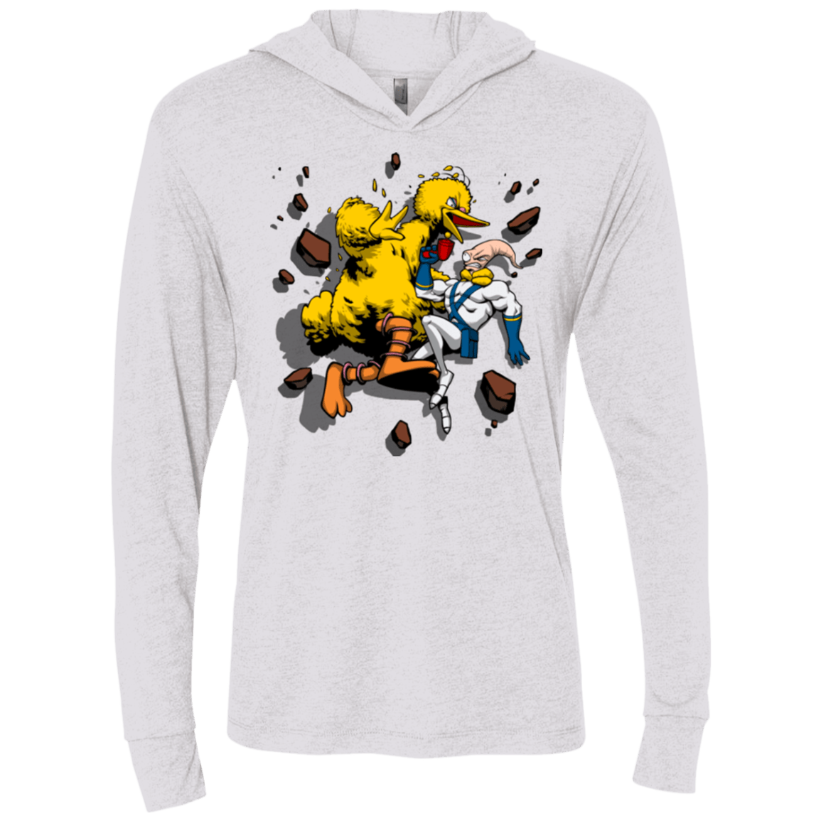 T-Shirts Heather White / X-Small Big Bird and Worm Triblend Long Sleeve Hoodie Tee