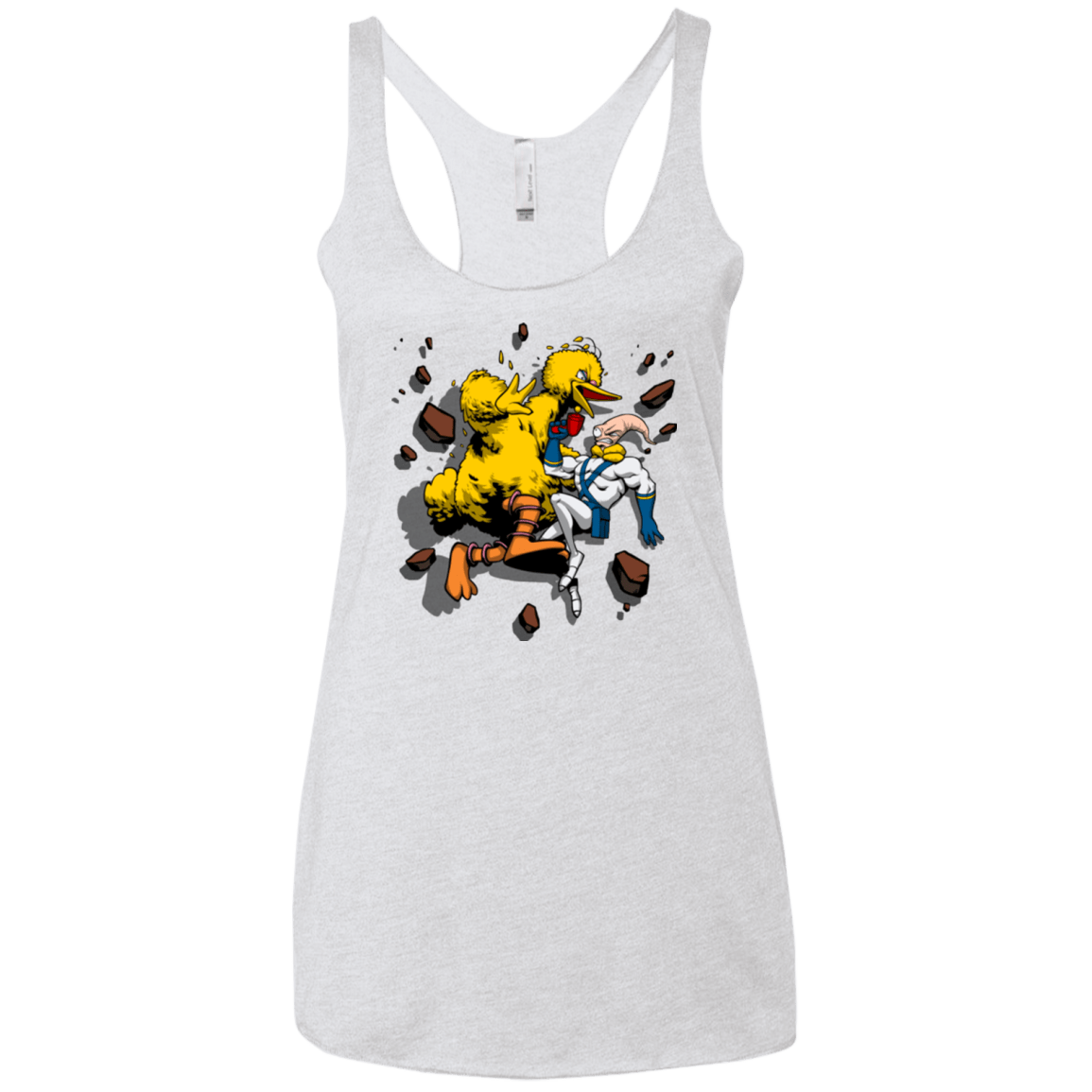 T-Shirts Heather White / X-Small Big Bird and Worm Women's Triblend Racerback Tank