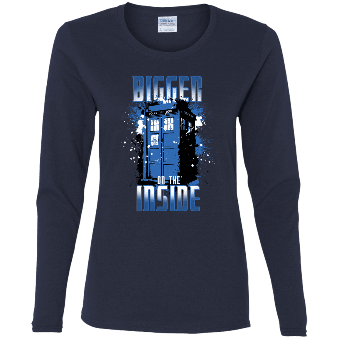 T-Shirts Navy / S Bigger on the Inside Women's Long Sleeve T-Shirt
