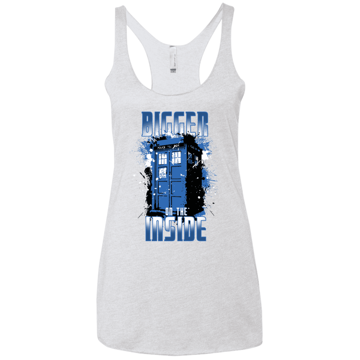T-Shirts Heather White / X-Small Bigger on the Inside Women's Triblend Racerback Tank