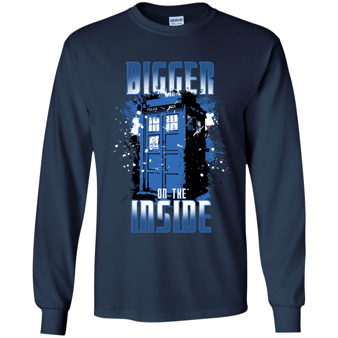 T-Shirts Navy / YS Bigger on the Inside Youth Long Sleeve T-Shirt