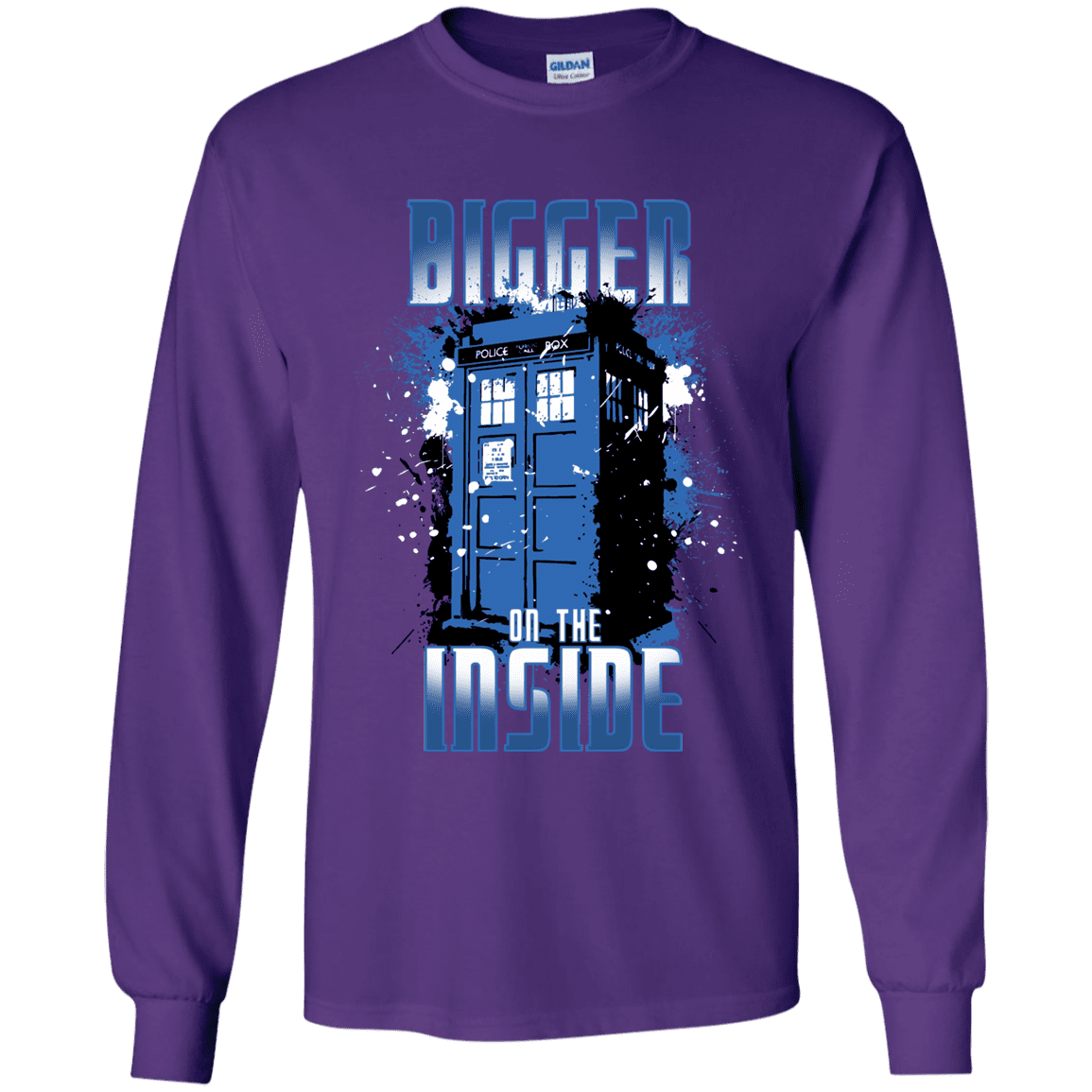 T-Shirts Purple / YS Bigger on the Inside Youth Long Sleeve T-Shirt