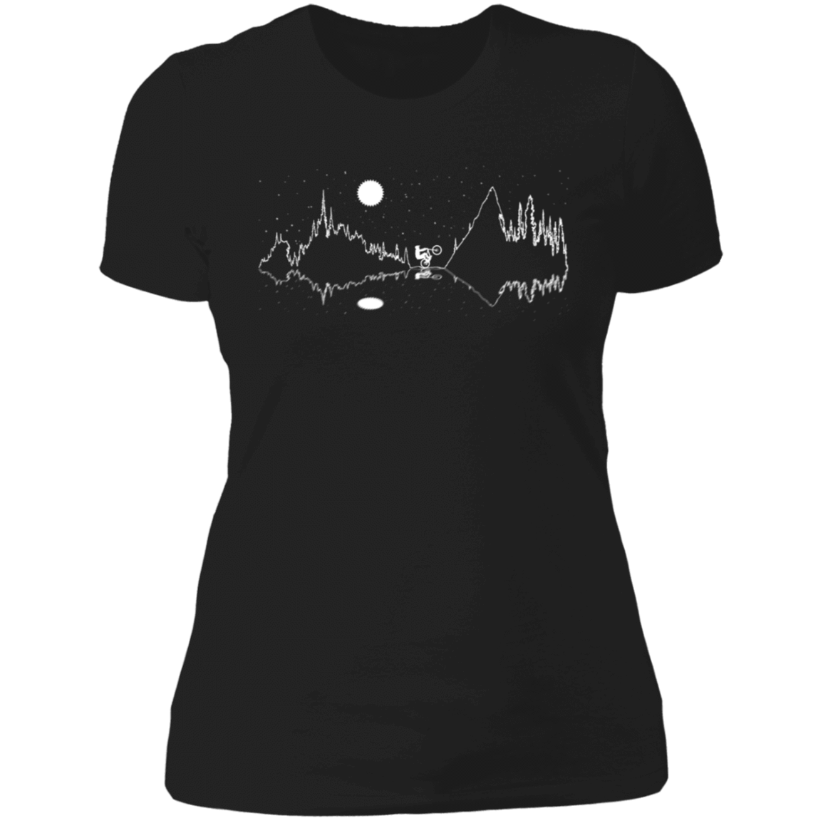 T-Shirts Black / X-Small Bike Line Art with Reflection Women's Premium T-Shirt
