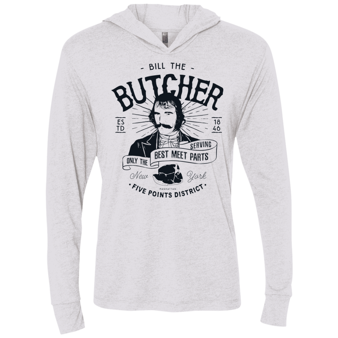 T-Shirts Heather White / X-Small Bill The Butcher Triblend Long Sleeve Hoodie Tee