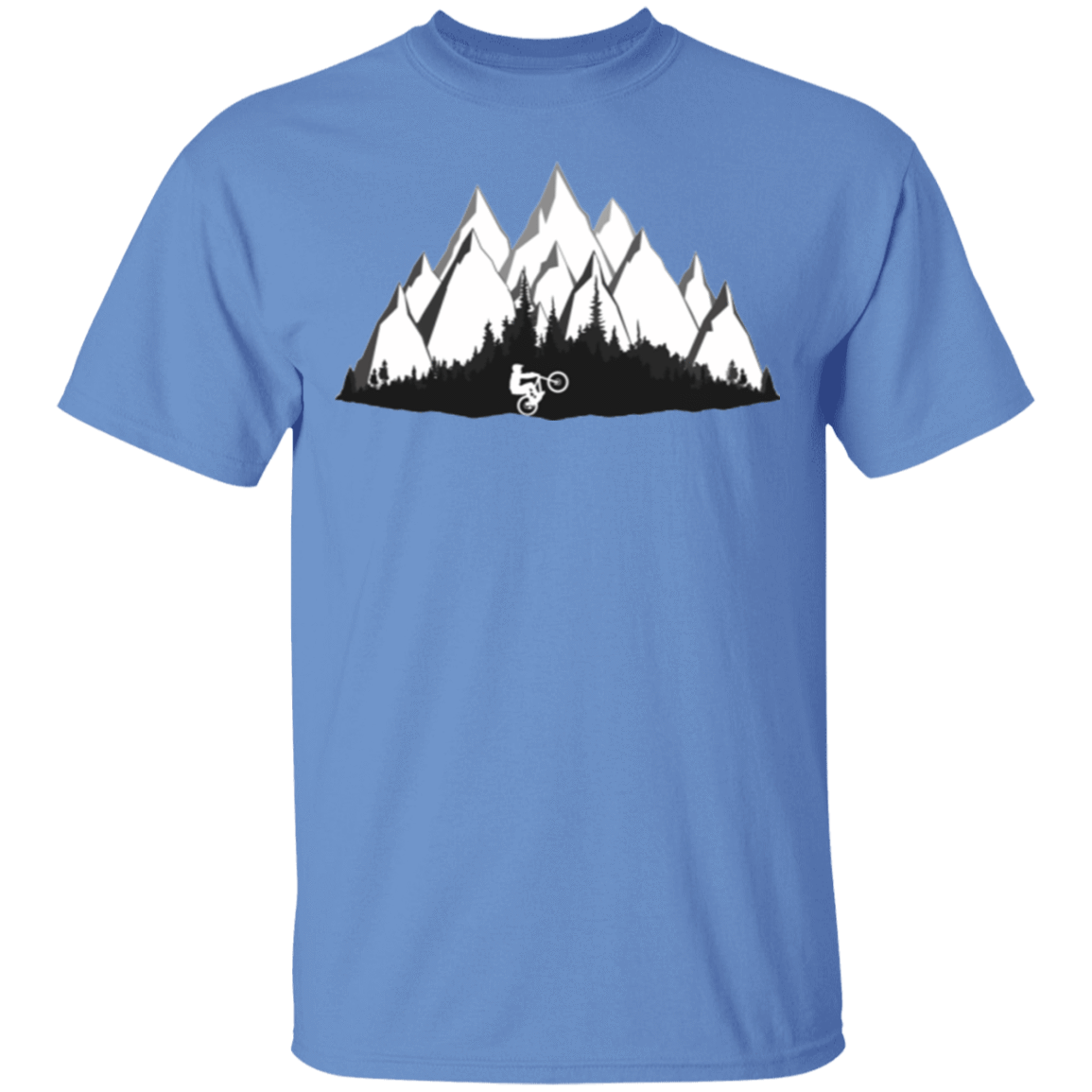 T-Shirts Carolina Blue / S Black and White Mountain Bike T-Shirt