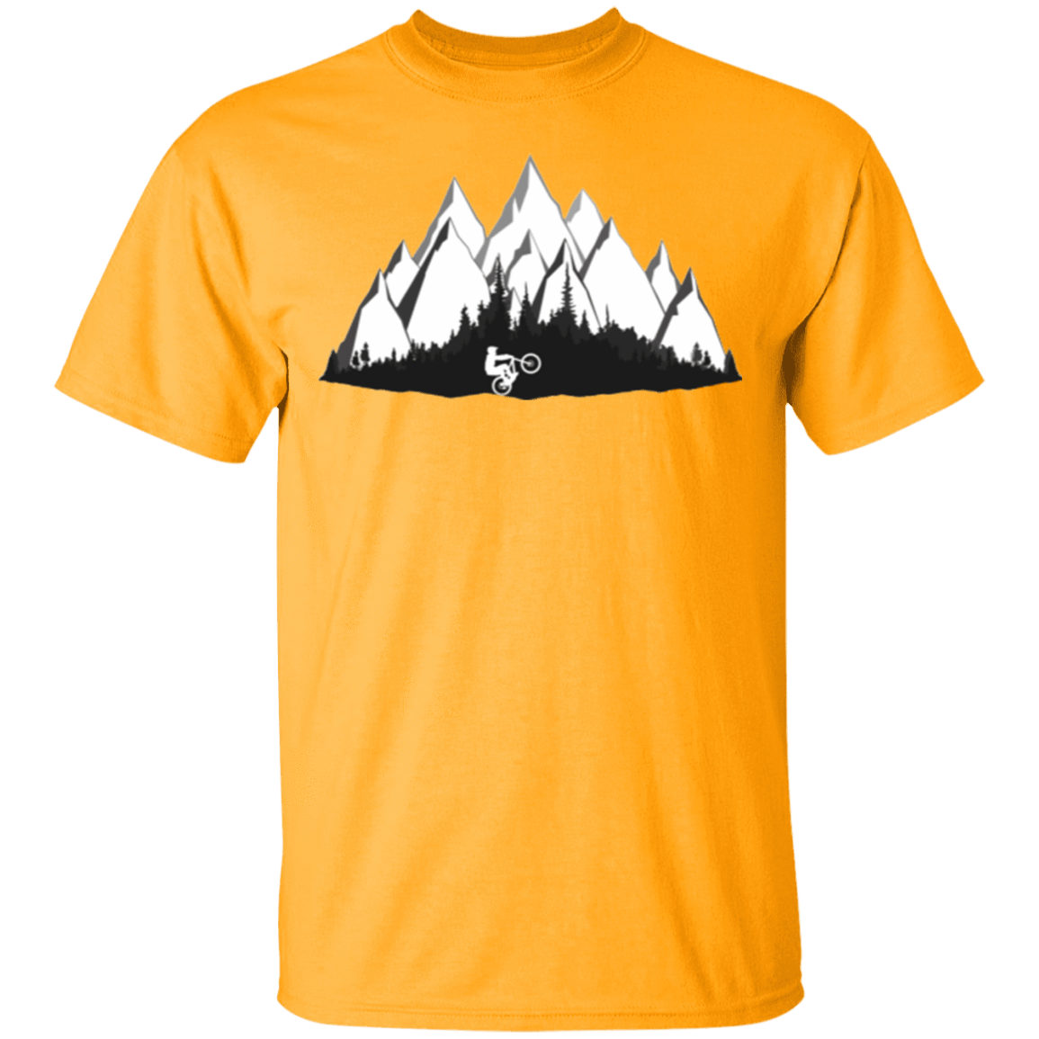 T-Shirts Gold / S Black and White Mountain Bike T-Shirt