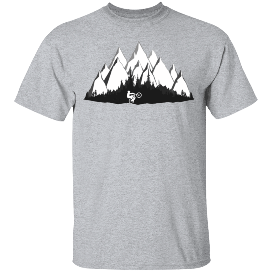 T-Shirts Sport Grey / S Black and White Mountain Bike T-Shirt