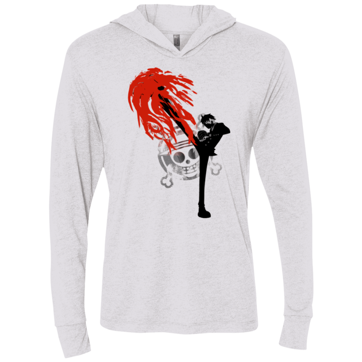 T-Shirts Heather White / X-Small Black leg 2 Triblend Long Sleeve Hoodie Tee