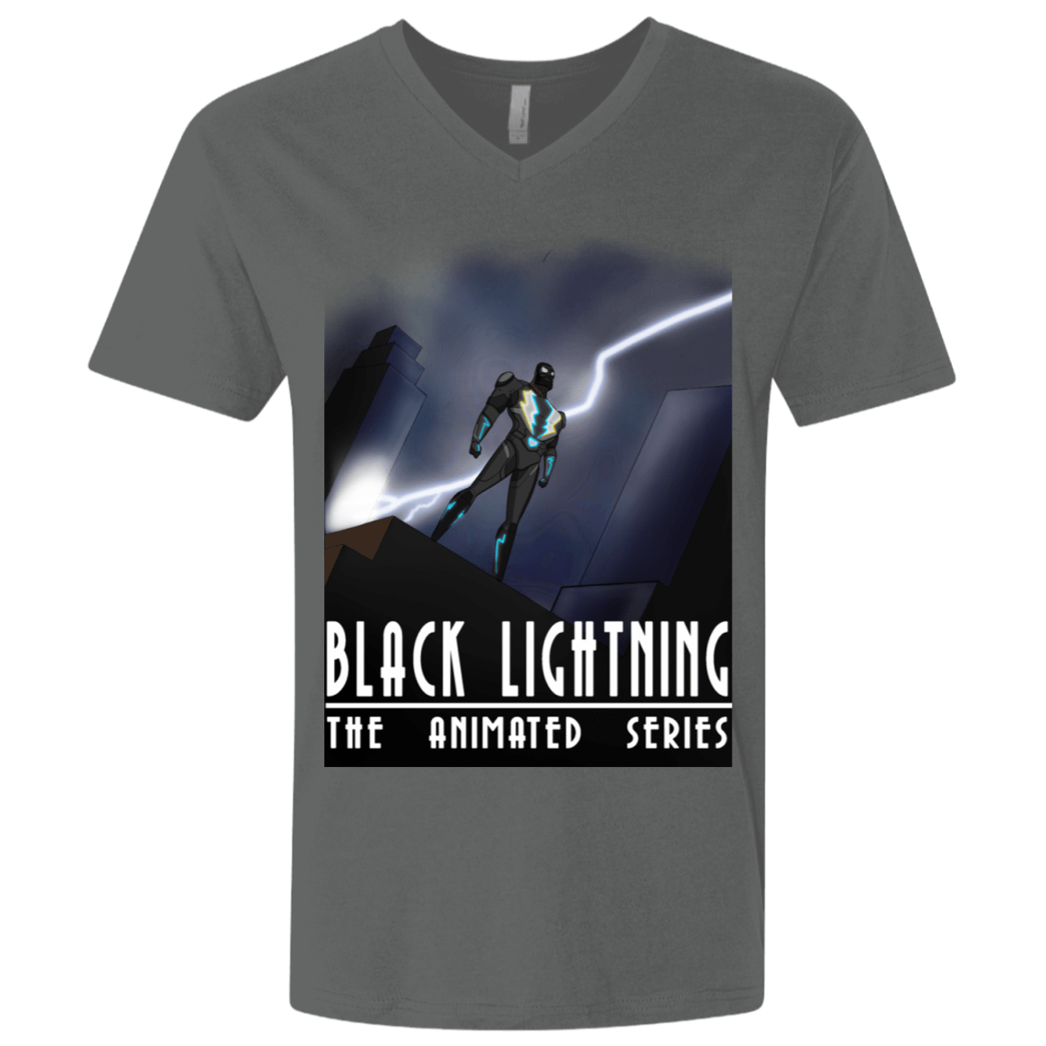 T-Shirts Heavy Metal / X-Small Black Lightning Series Men's Premium V-Neck