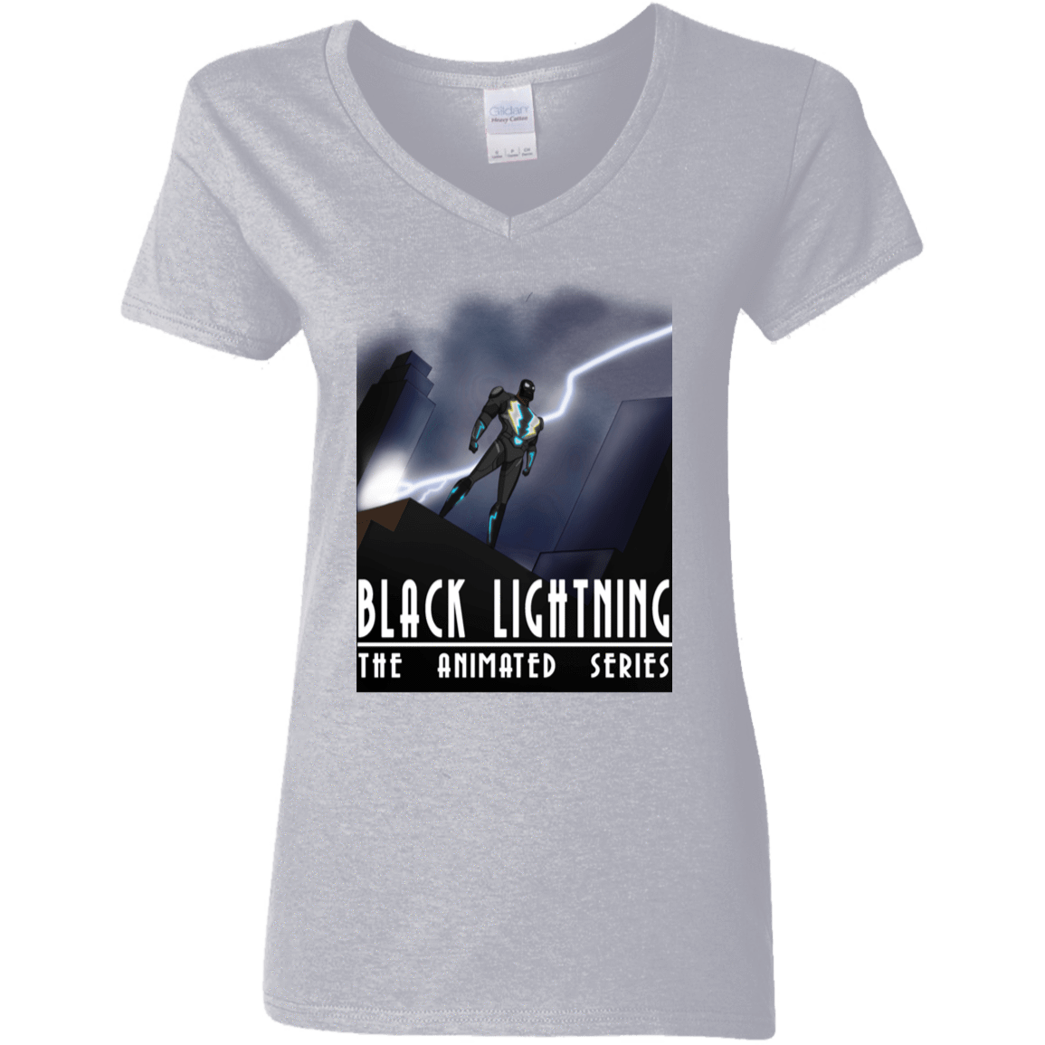T-Shirts Sport Grey / S Black Lightning Series Women's V-Neck T-Shirt