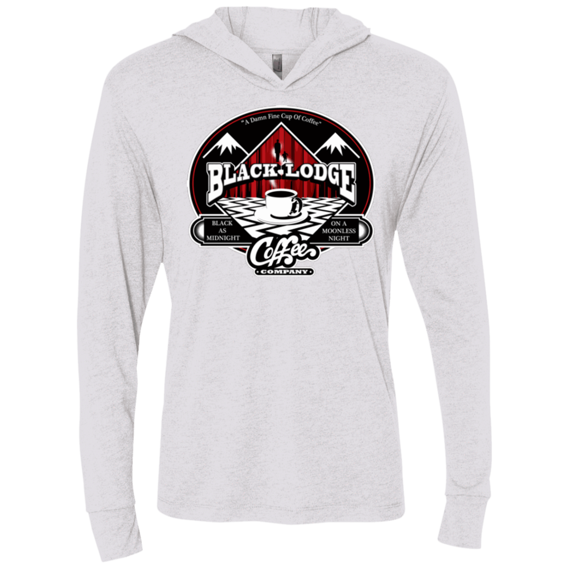 T-Shirts Heather White / X-Small Black Lodge Coffee Company Triblend Long Sleeve Hoodie Tee