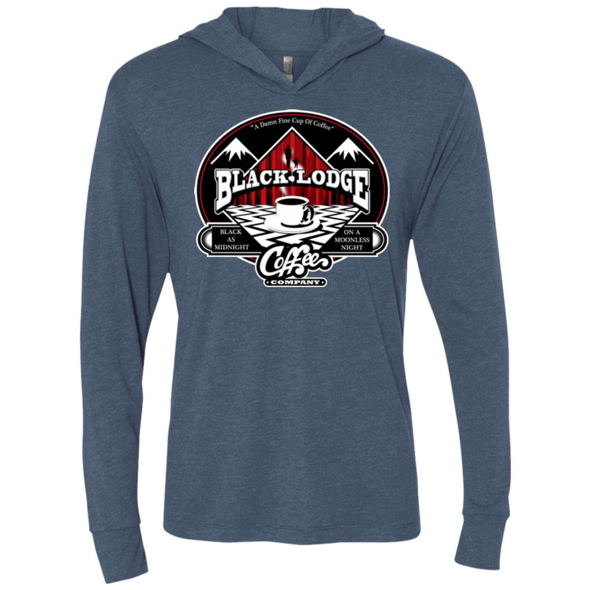 T-Shirts Indigo / X-Small Black Lodge Coffee Company Triblend Long Sleeve Hoodie Tee