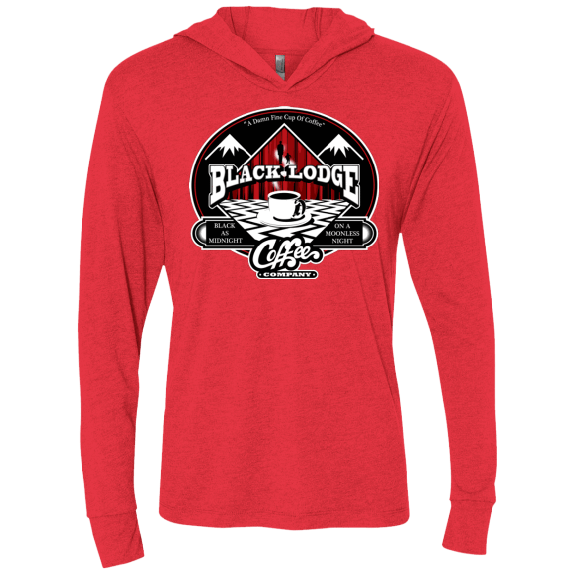 T-Shirts Vintage Red / X-Small Black Lodge Coffee Company Triblend Long Sleeve Hoodie Tee