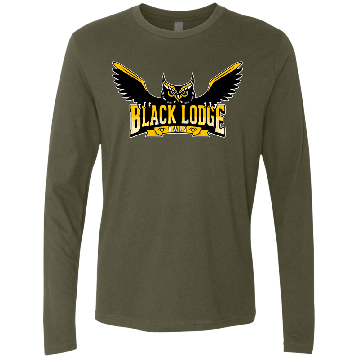 T-Shirts Military Green / Small Black Lodge Owls Men's Premium Long Sleeve