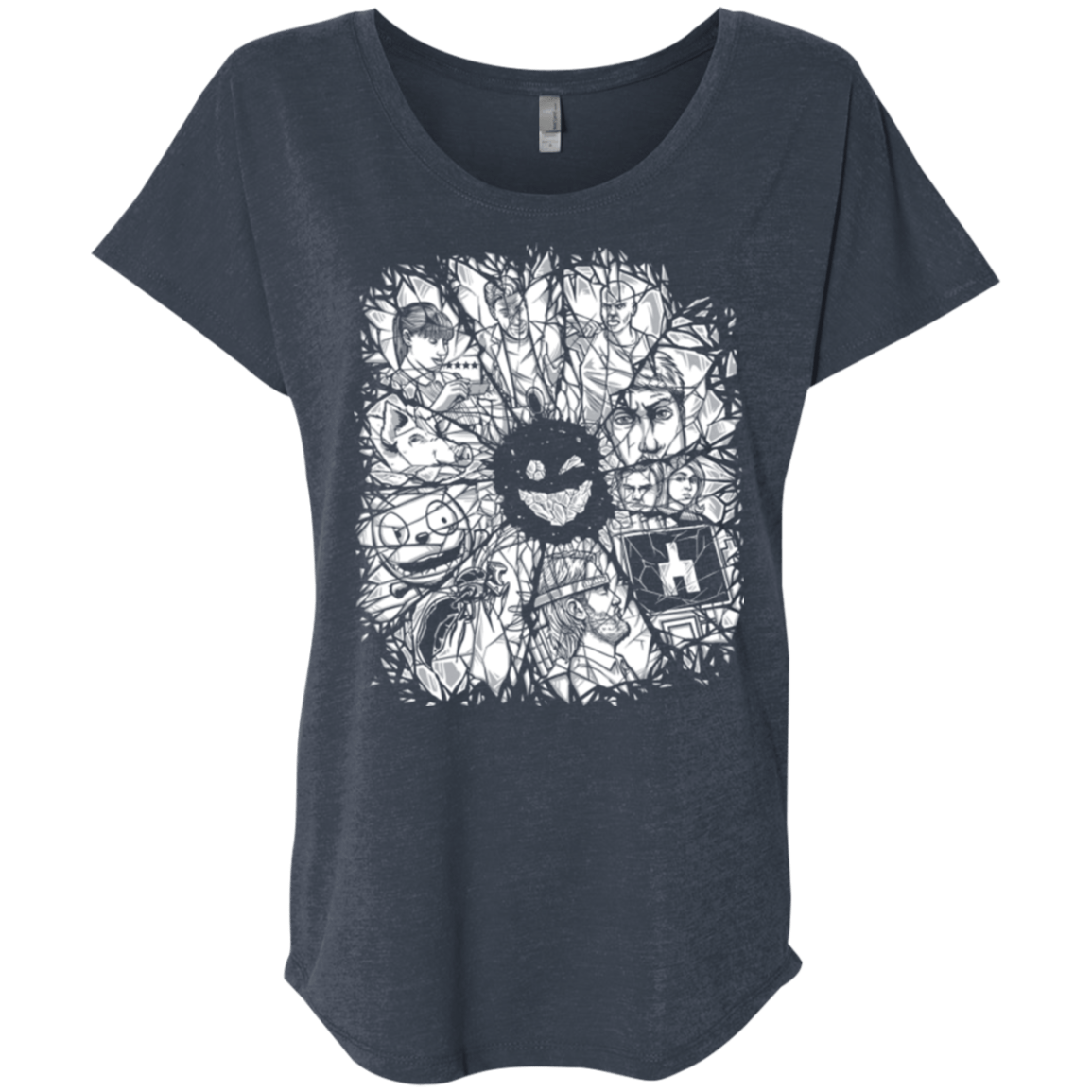 T-Shirts Vintage Navy / X-Small Black Mirror Triblend Dolman Sleeve