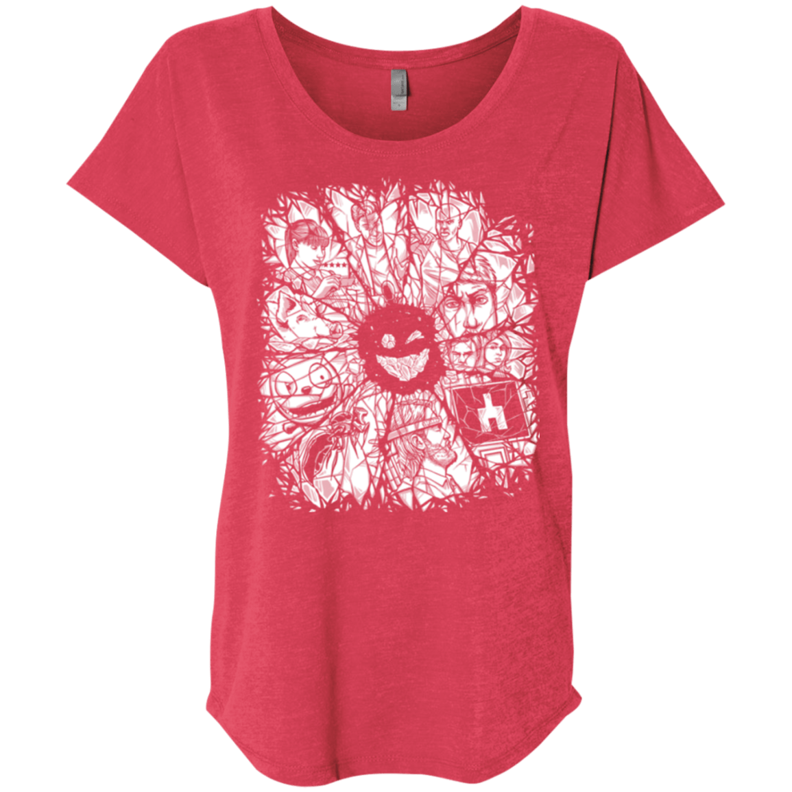 T-Shirts Vintage Red / X-Small Black Mirror Triblend Dolman Sleeve