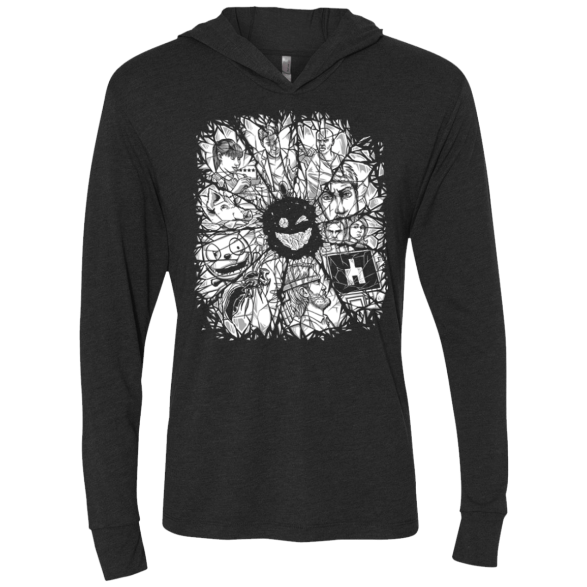 T-Shirts Vintage Black / X-Small Black Mirror Triblend Long Sleeve Hoodie Tee