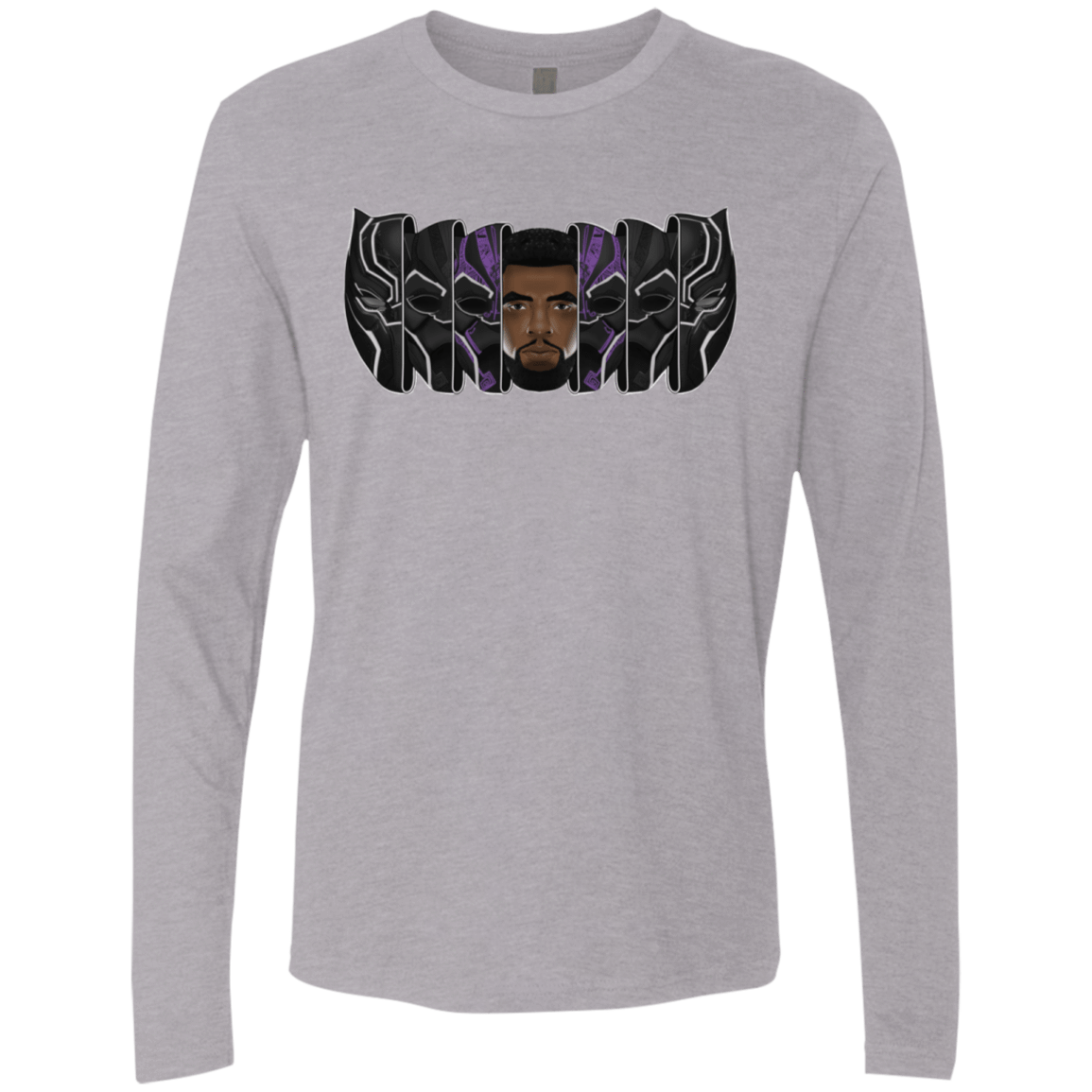 T-Shirts Heather Grey / S Black Panther Mask Men's Premium Long Sleeve