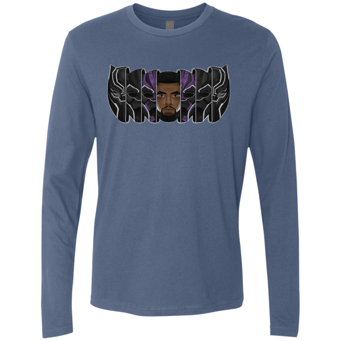 T-Shirts Indigo / S Black Panther Mask Men's Premium Long Sleeve