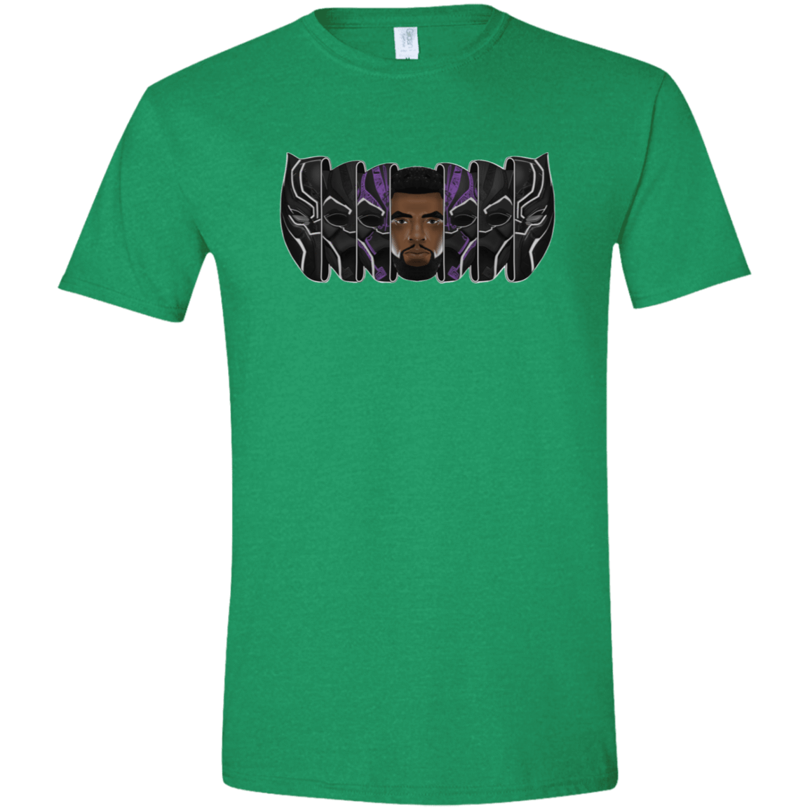 T-Shirts Heather Irish Green / S Black Panther Mask Men's Semi-Fitted Softstyle