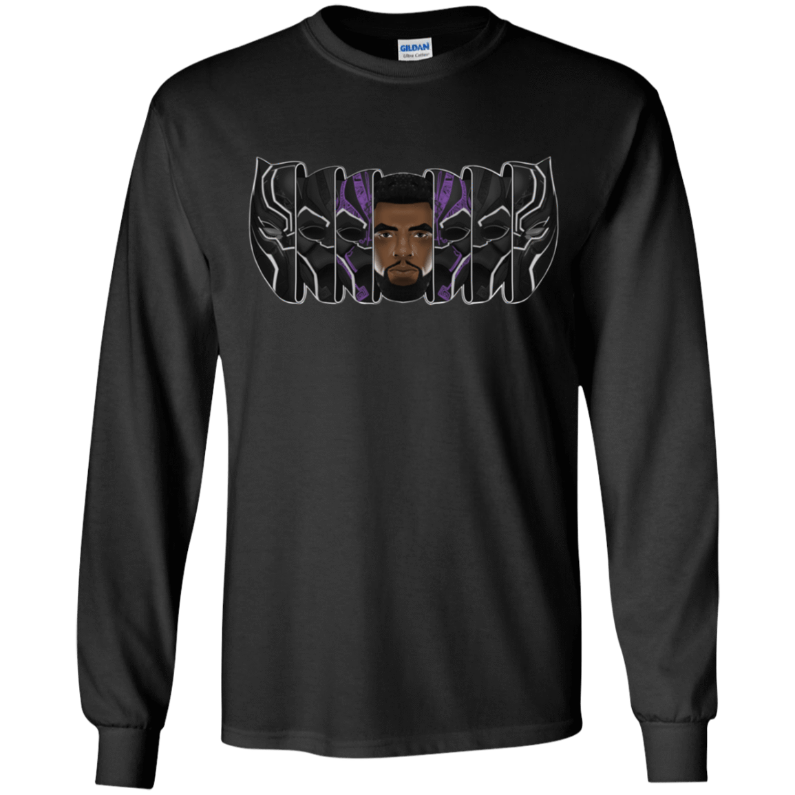 T-Shirts Black / YS Black Panther Mask Youth Long Sleeve T-Shirt