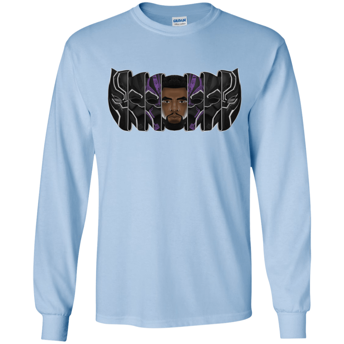 T-Shirts Light Blue / YS Black Panther Mask Youth Long Sleeve T-Shirt
