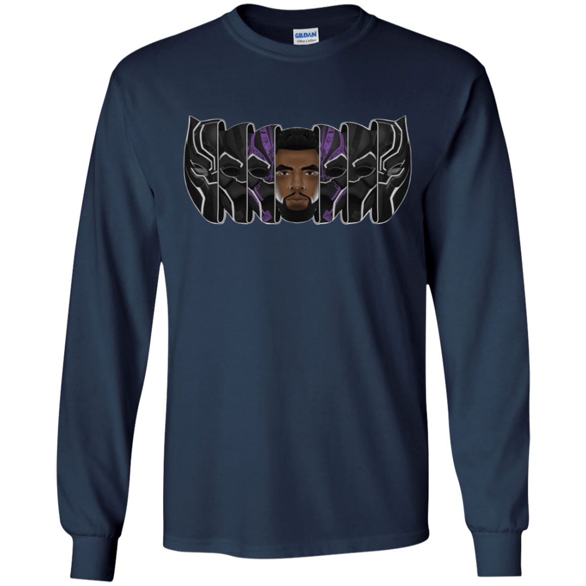 T-Shirts Navy / YS Black Panther Mask Youth Long Sleeve T-Shirt
