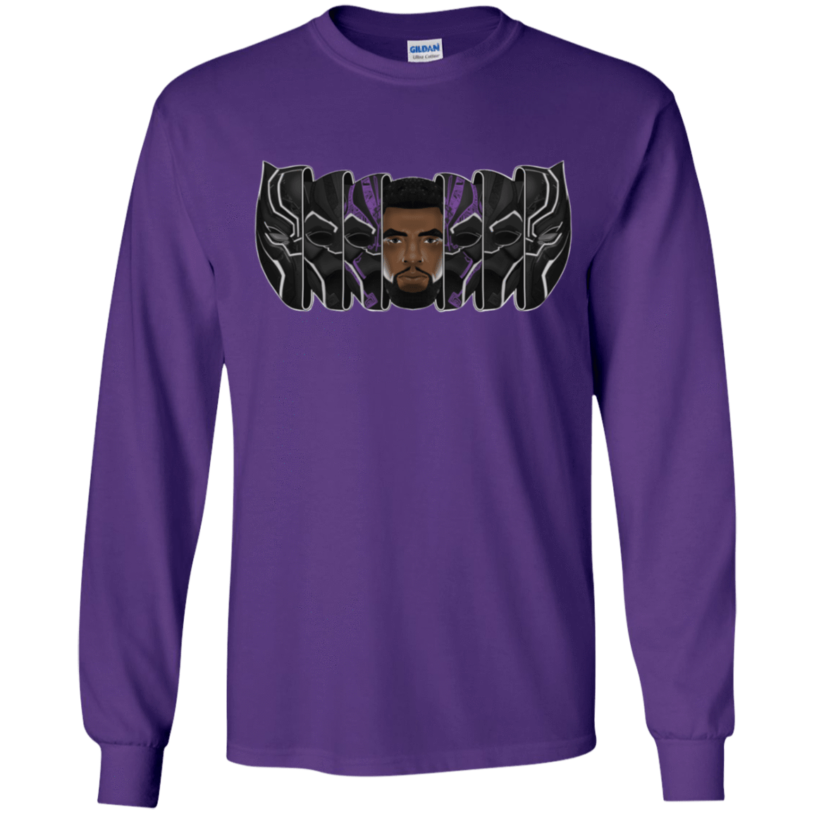 T-Shirts Purple / YS Black Panther Mask Youth Long Sleeve T-Shirt