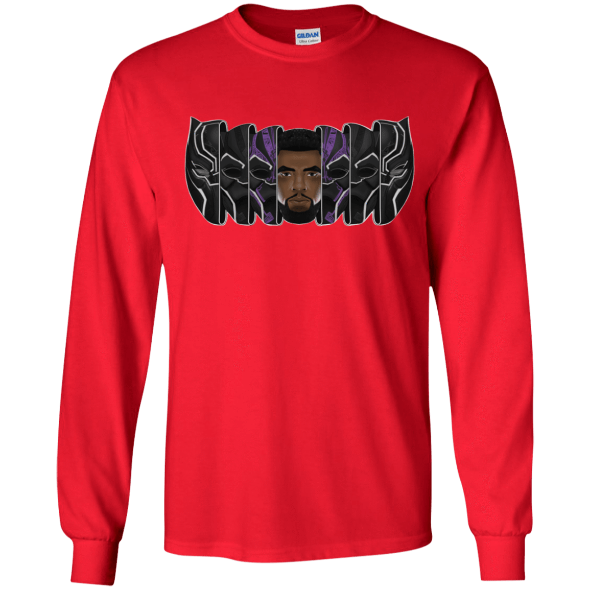 T-Shirts Red / YS Black Panther Mask Youth Long Sleeve T-Shirt