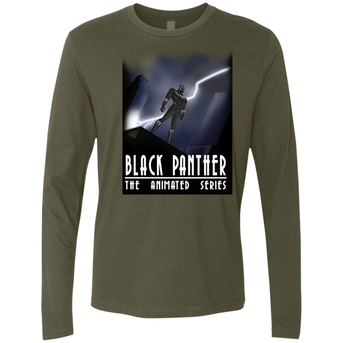 T-Shirts Military Green / S Black Panther The Animated Series Men's Premium Long Sleeve