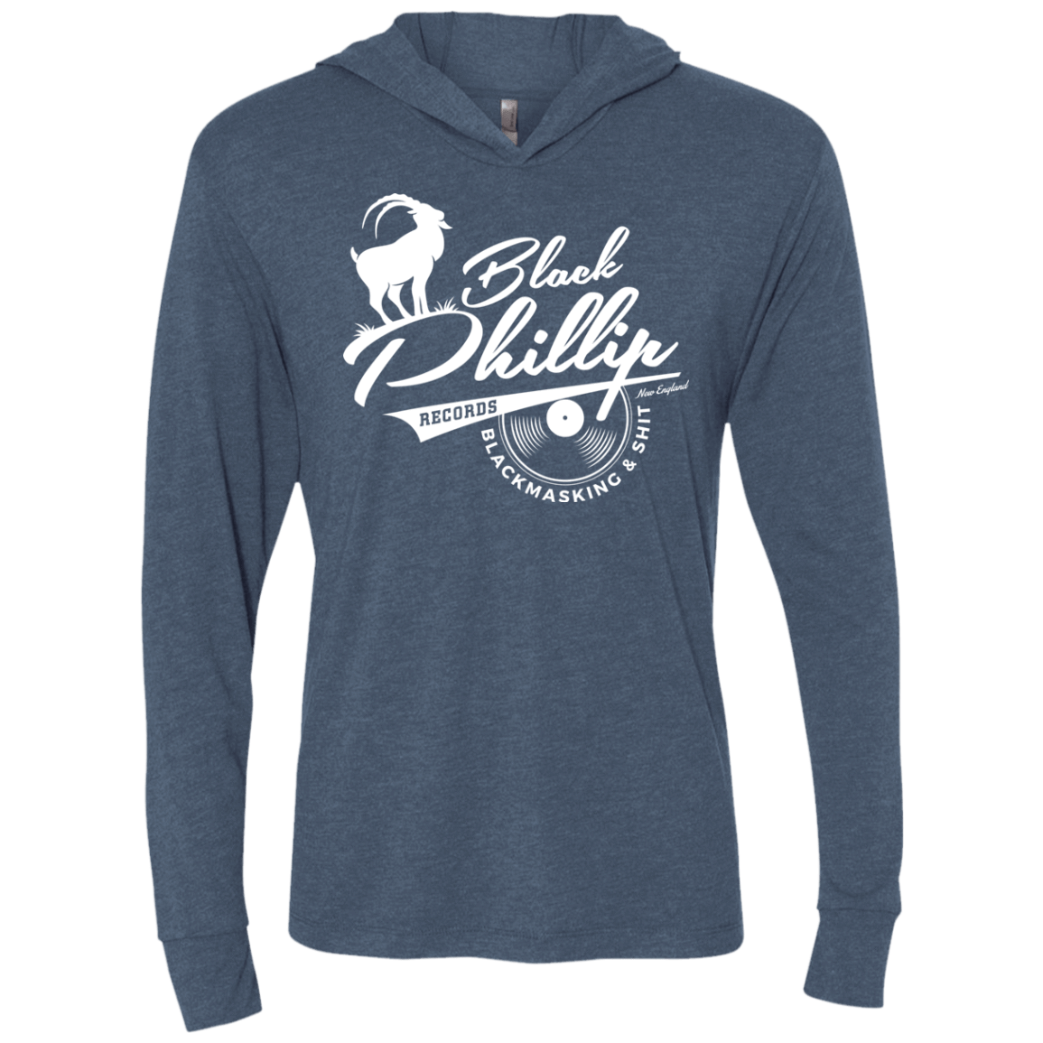 T-Shirts Indigo / X-Small BLACK PHILLIP RECORDS Triblend Long Sleeve Hoodie Tee