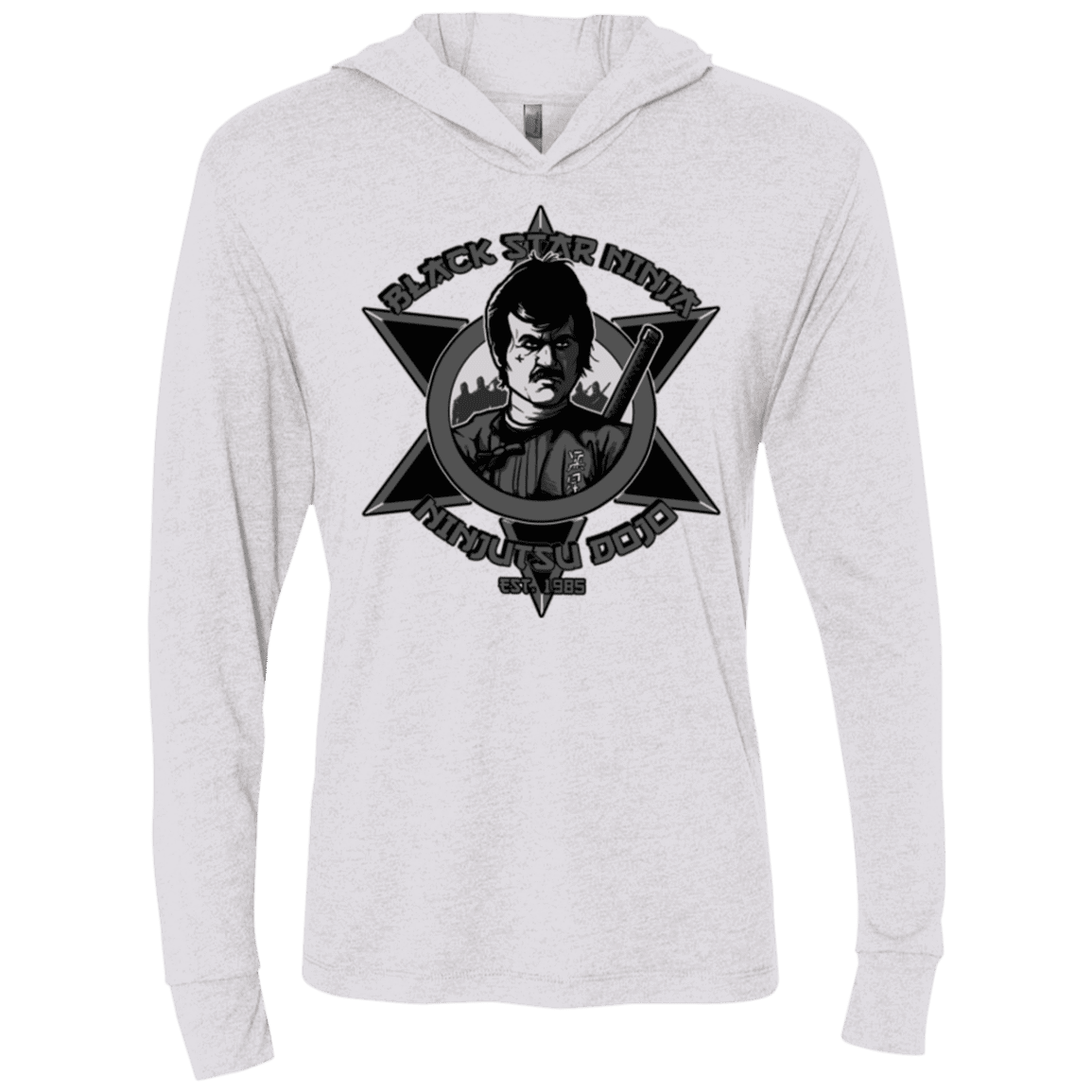 T-Shirts Heather White / X-Small Black Star Dojo Triblend Long Sleeve Hoodie Tee