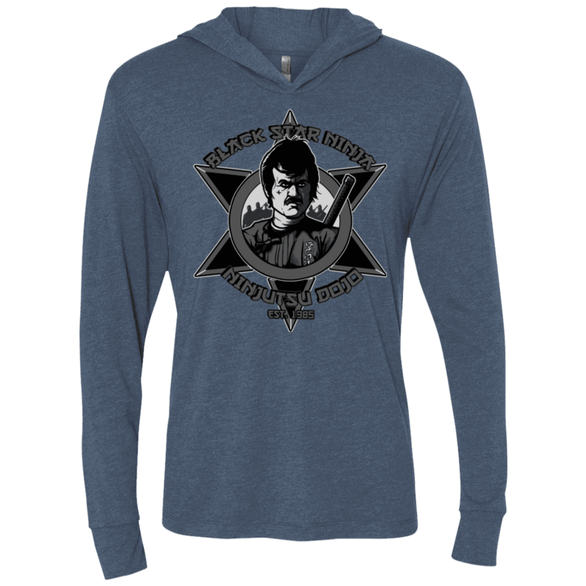 T-Shirts Indigo / X-Small Black Star Dojo Triblend Long Sleeve Hoodie Tee